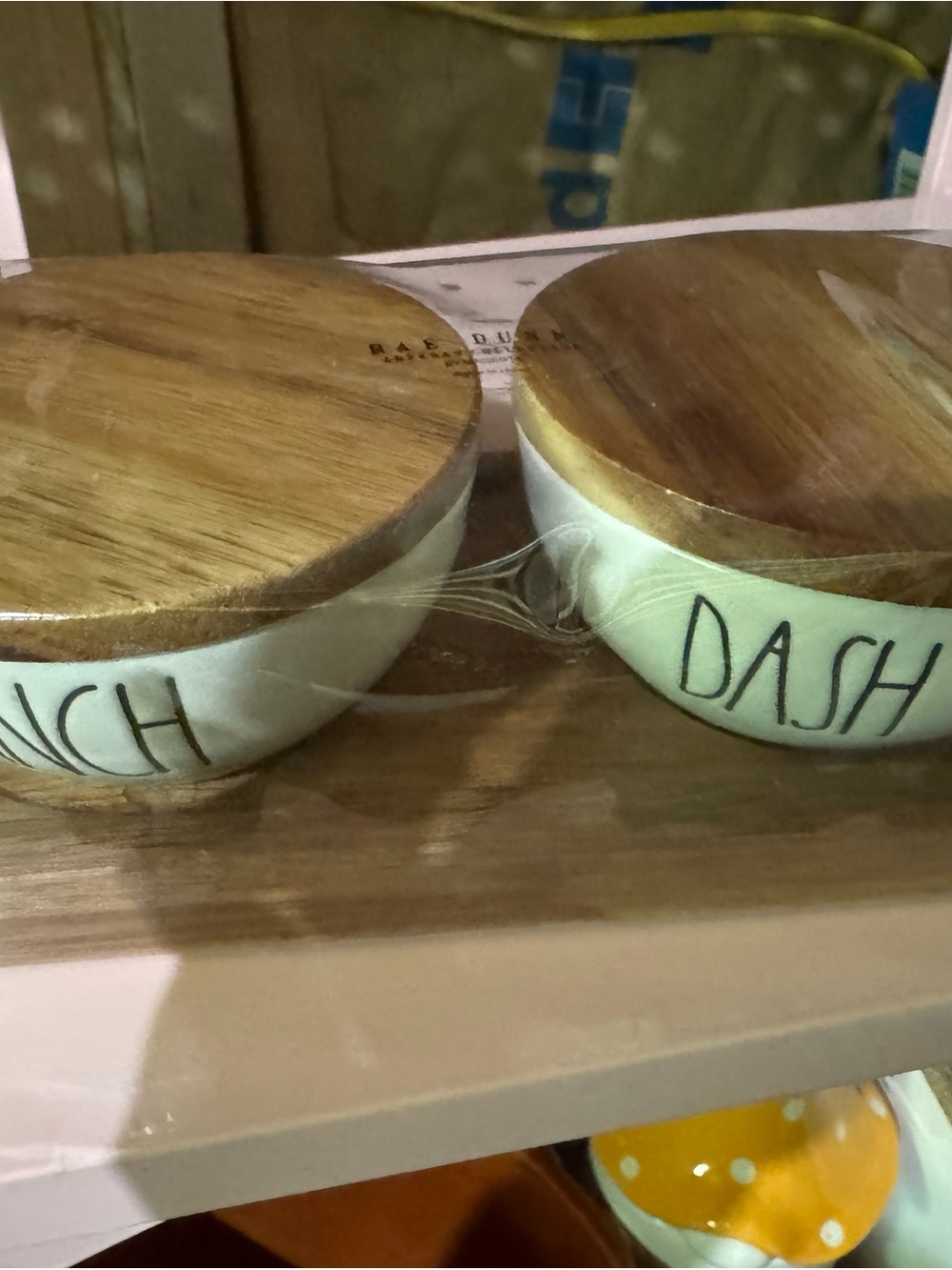 Rae Dunn Cream Ceramic Dash & Pinch Bowls with Wood Lids